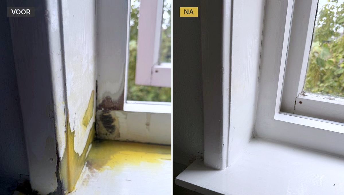 Dagkant en vensterbank voor en na herstel